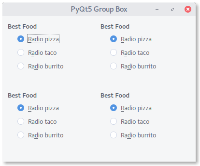 A groupbox visualization in PyQt5 Python