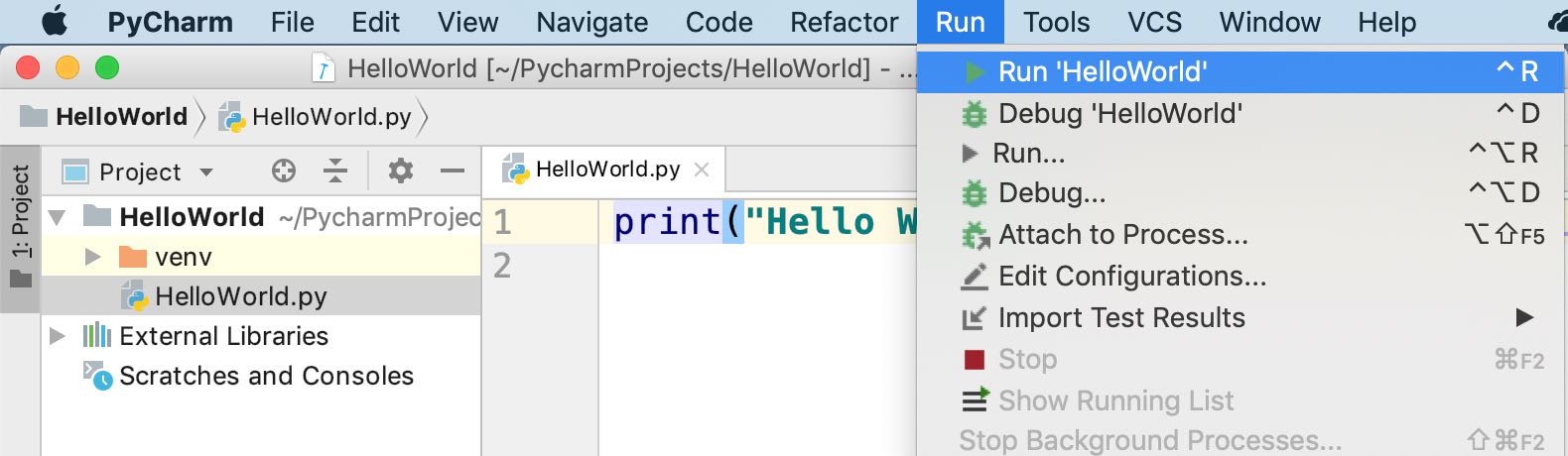 run python from menu