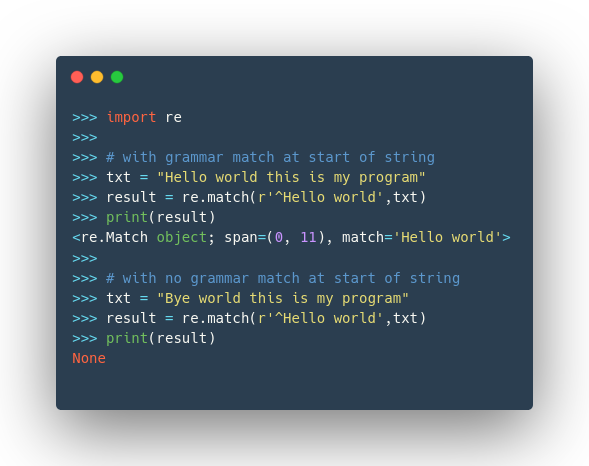 python regular expression match example